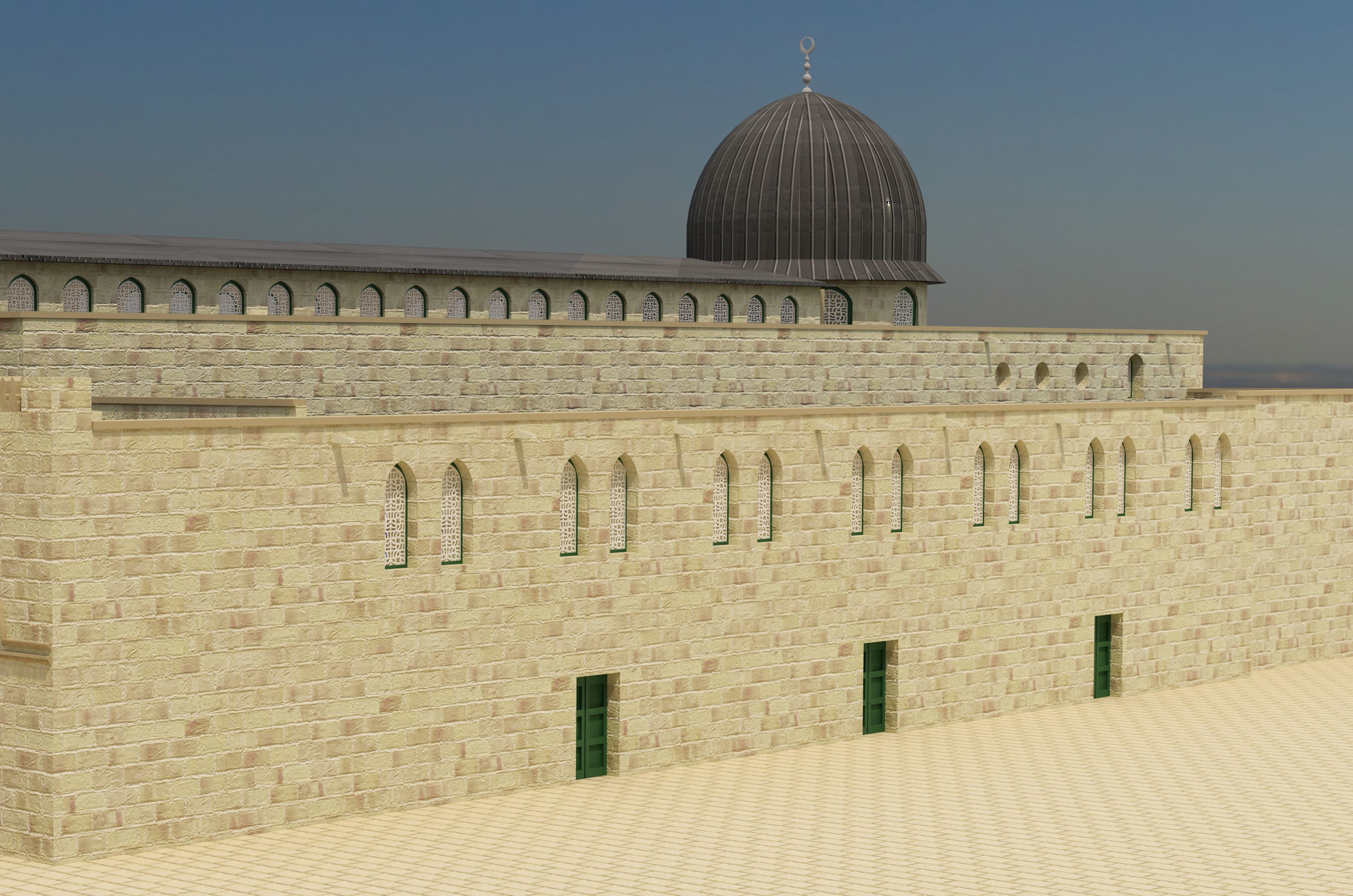 Al-Aqsa Mosque interior- exterior 3ds max vray model 3D model_21