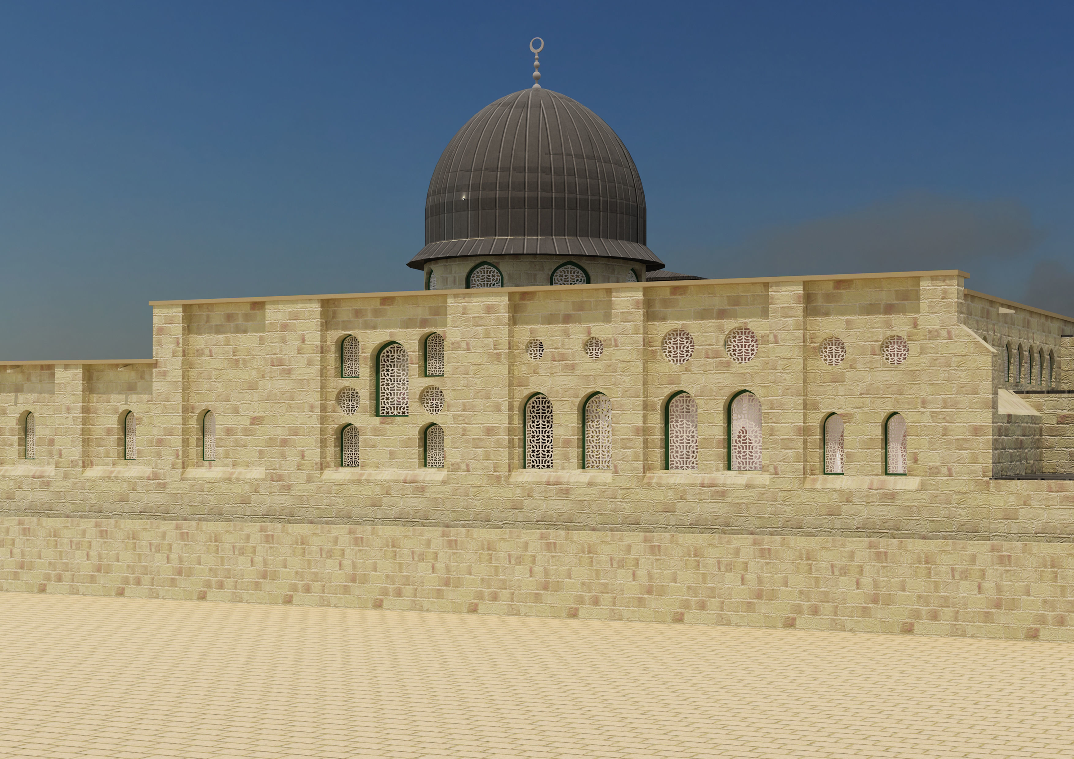 Al-Aqsa Mosque interior- exterior 3ds max vray model 3D model_14