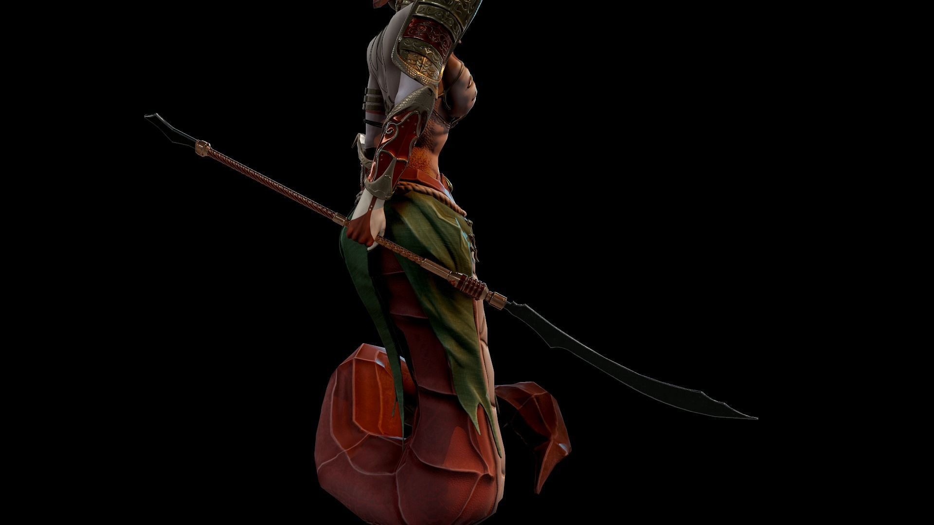 Naga Siren Warrior Low-poly 3D model_8