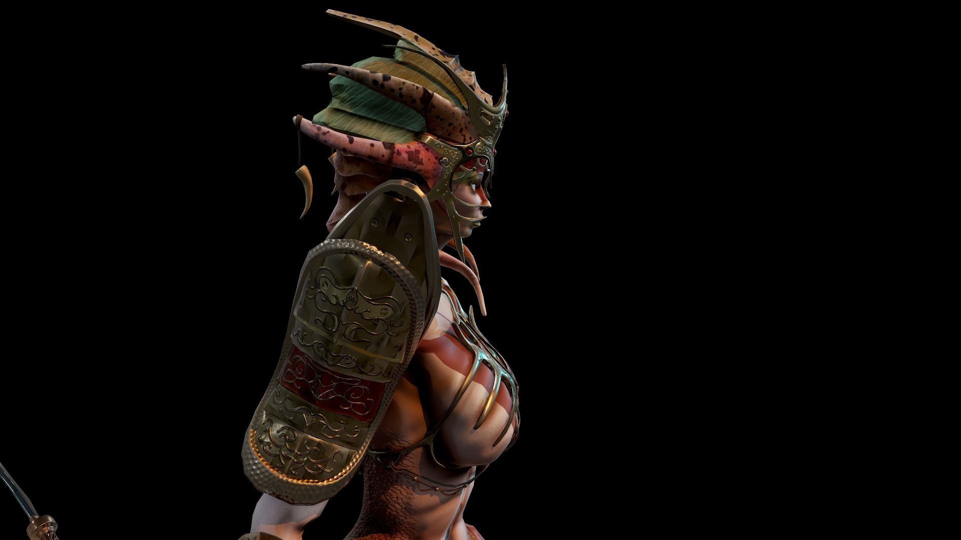Naga Siren Warrior Low-poly 3D model_7