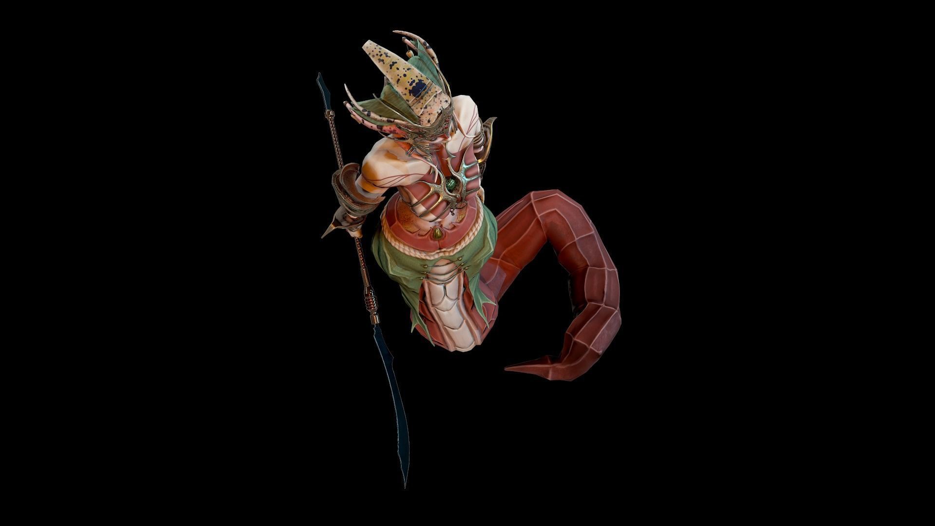Naga Siren Warrior Low-poly 3D model_9