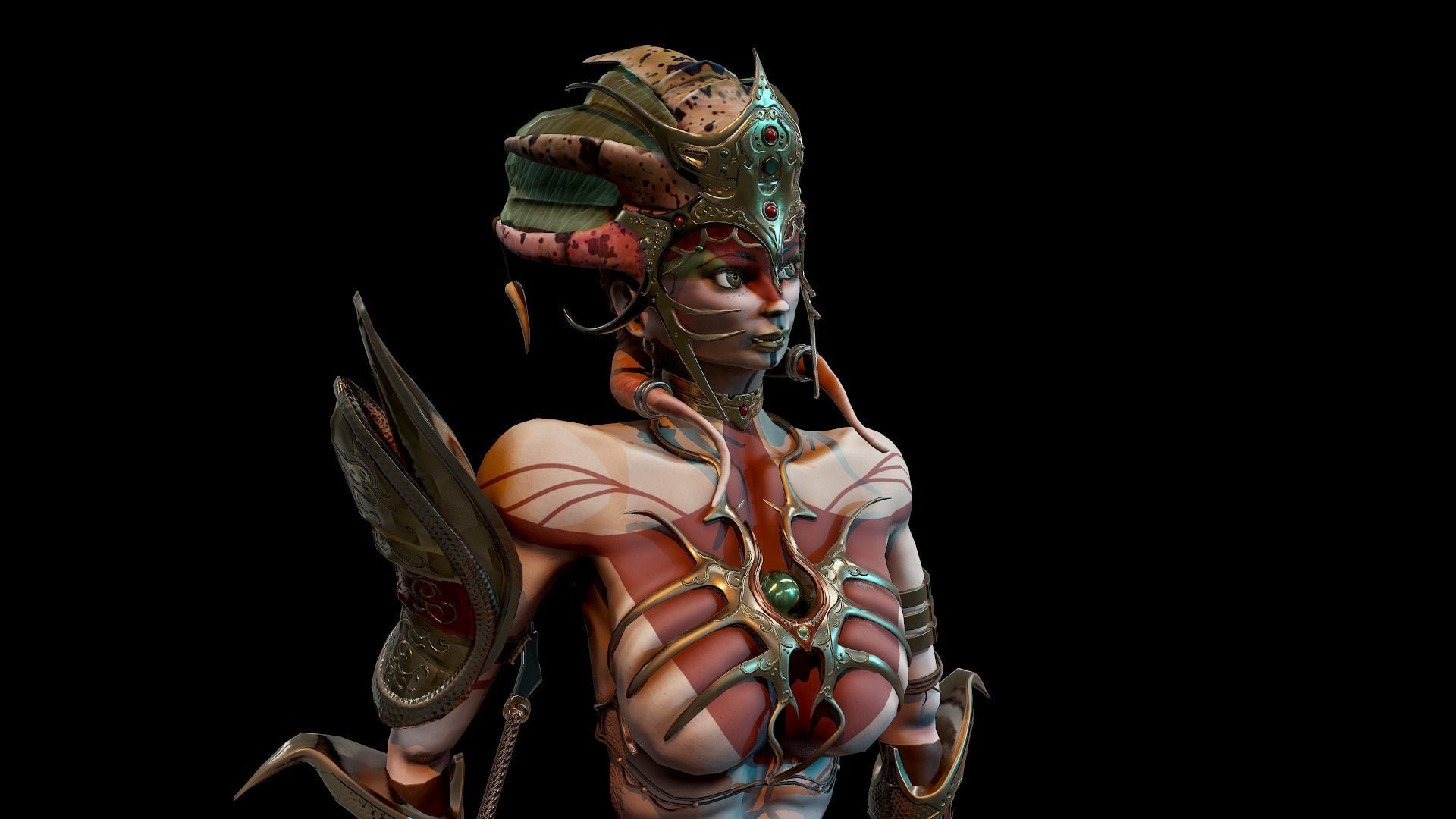 Naga Siren Warrior Low-poly 3D model_4