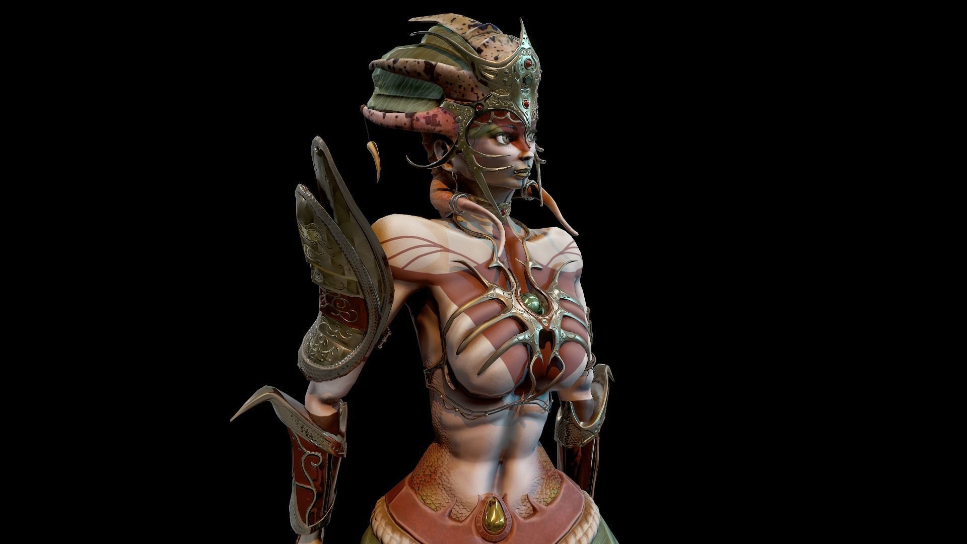Naga Siren Warrior Low-poly 3D model_2