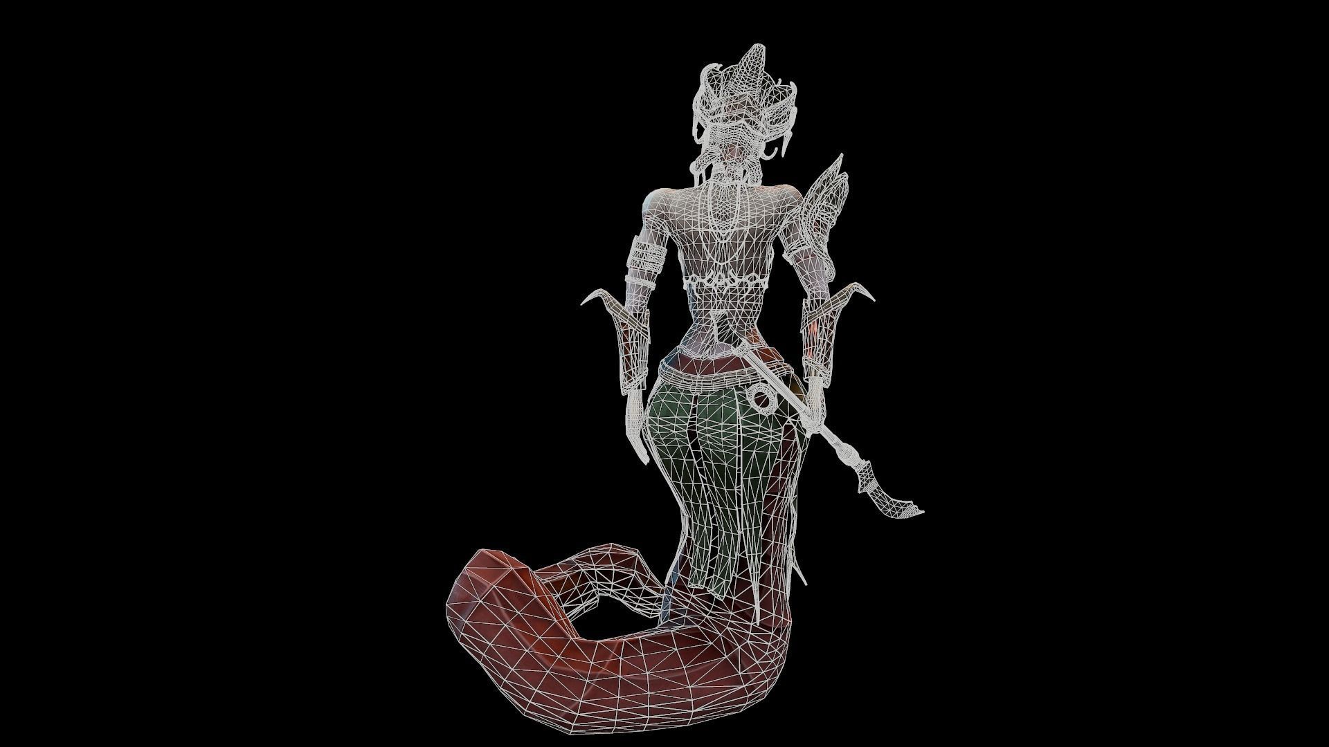 Naga Siren Warrior Low-poly 3D model_11