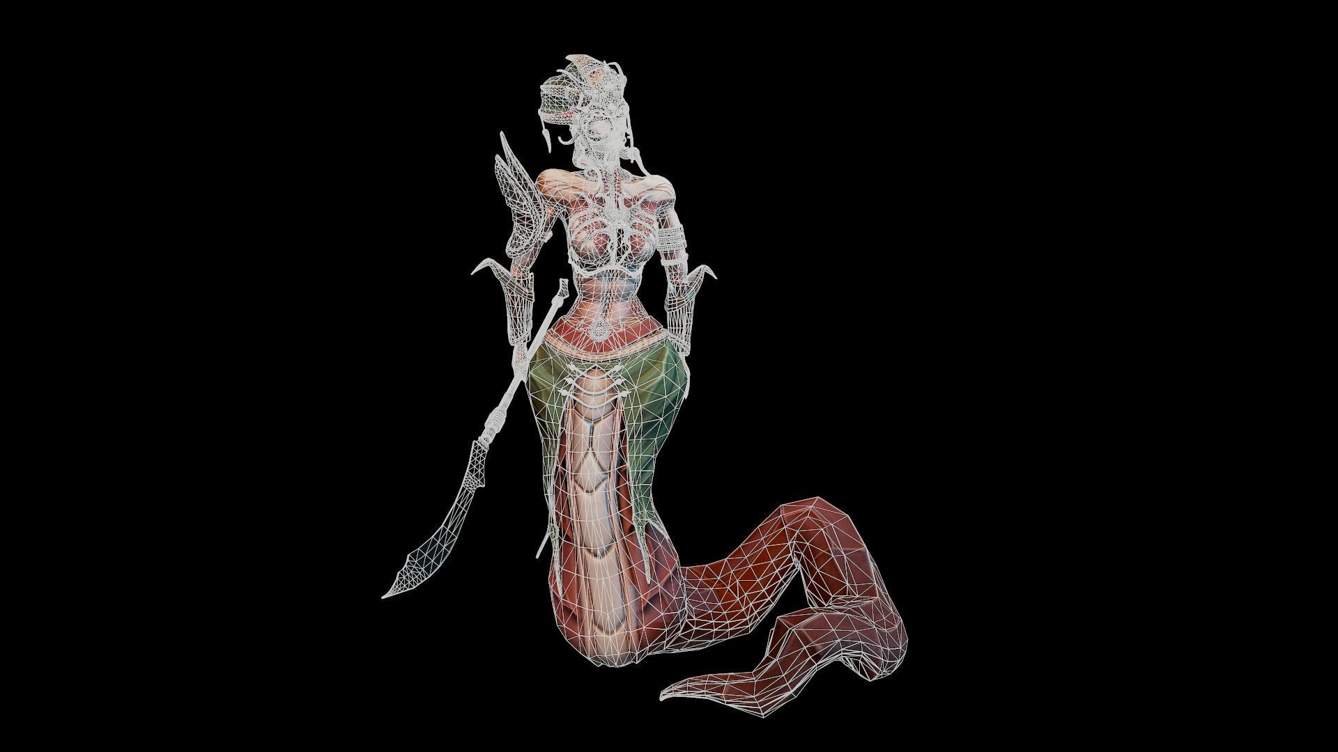 Naga Siren Warrior Low-poly 3D model_12