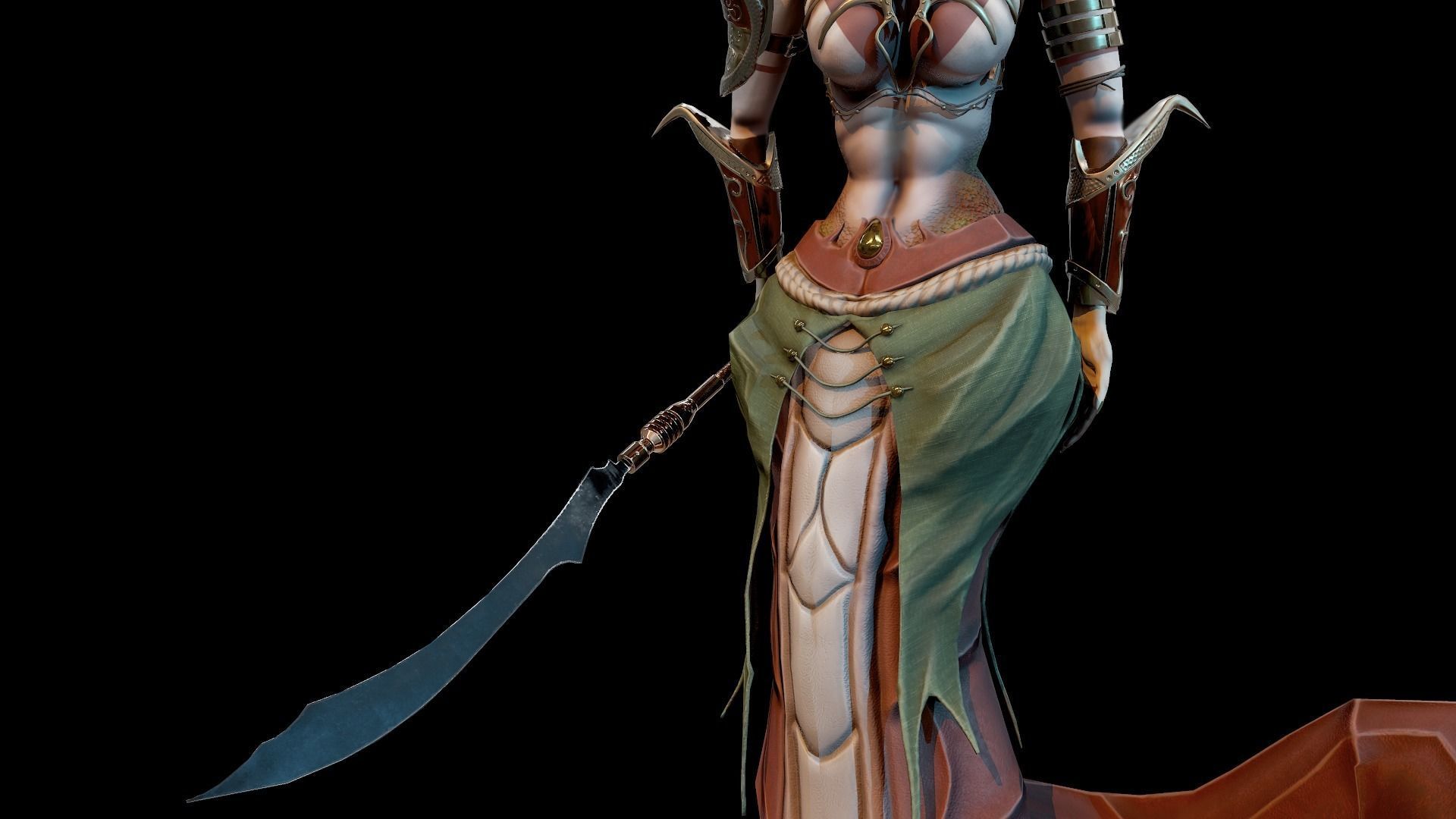 Naga Siren Warrior Low-poly 3D model_5