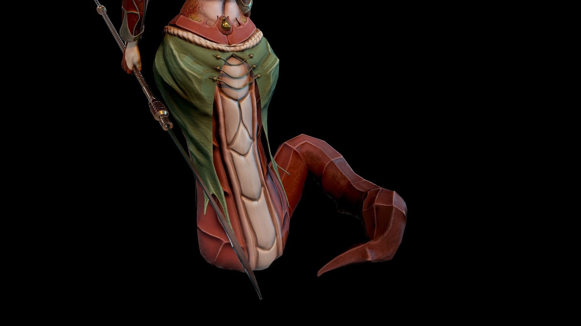 Naga Siren Warrior Low-poly 3D model_14