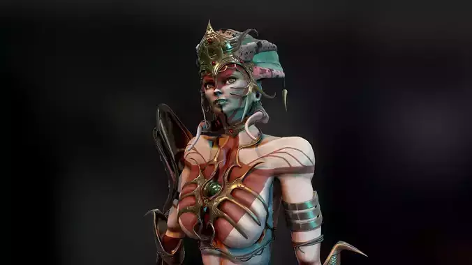 Naga Siren Warrior Low-poly 3D model