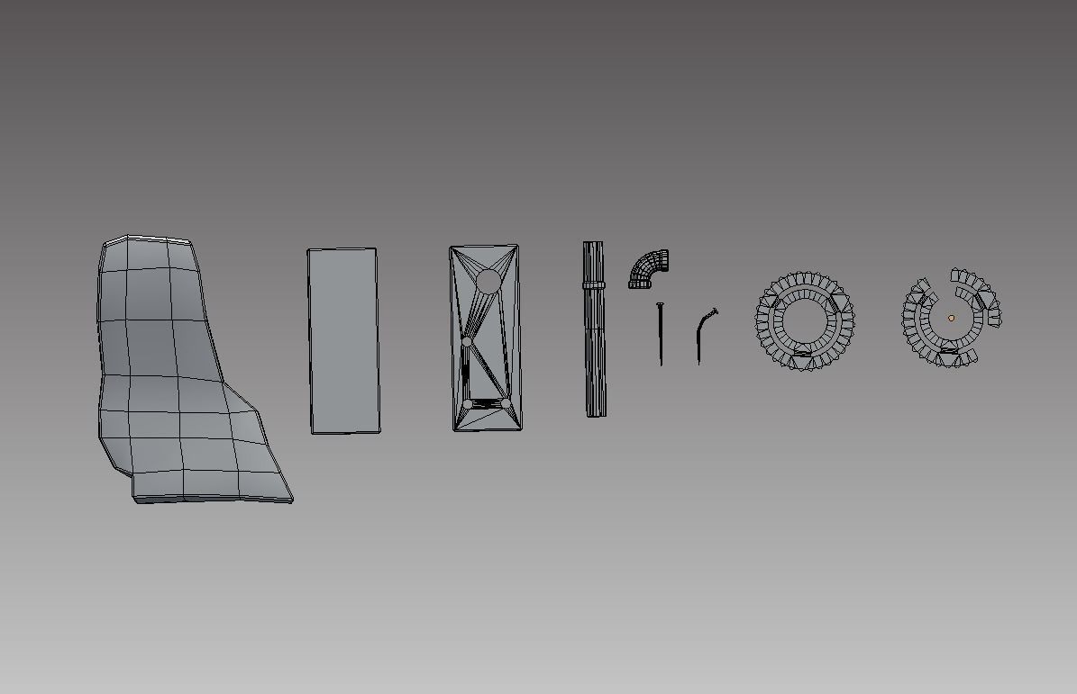 Improvised Weapons and Crafting Materials Low-poly 3D model_18