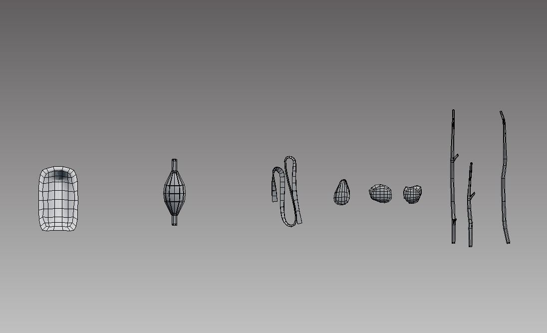 Improvised Weapons and Crafting Materials Low-poly 3D model_17