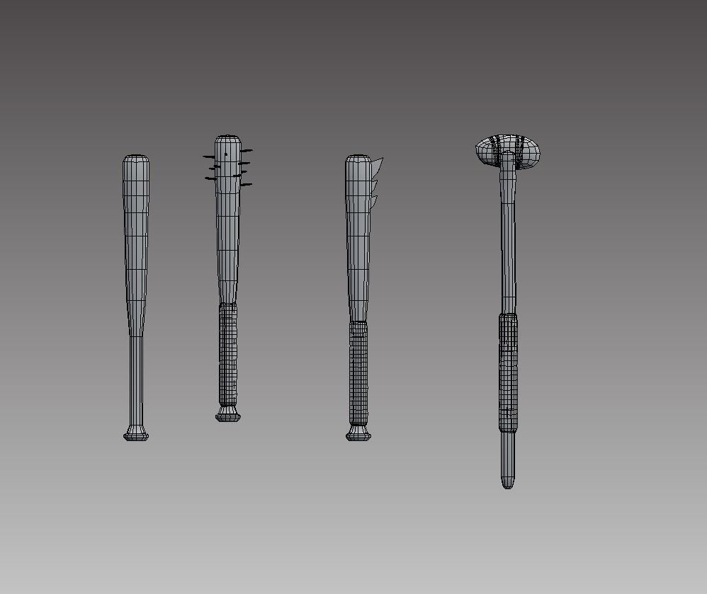 Improvised Weapons and Crafting Materials Low-poly 3D model_15
