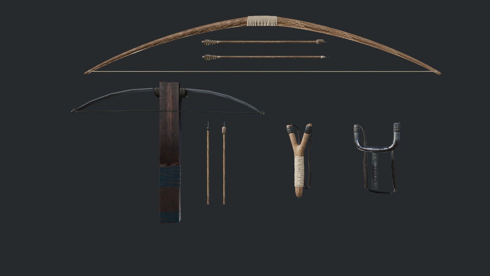 Improvised Weapons and Crafting Materials Low-poly 3D model_1