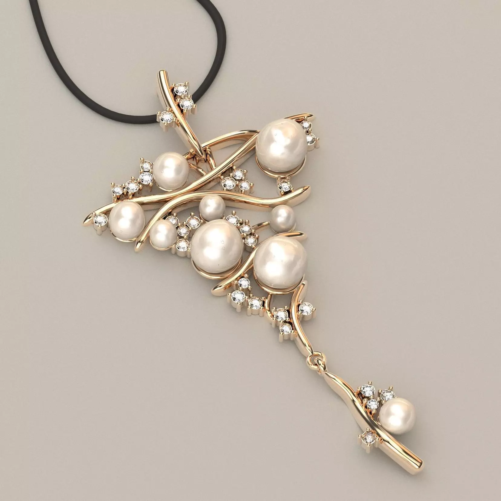 Pearl  Cross Pendant 3D print model_0