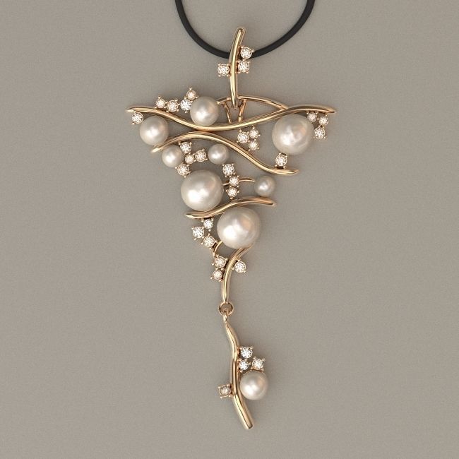 Pearl  Cross Pendant 3D print model_3