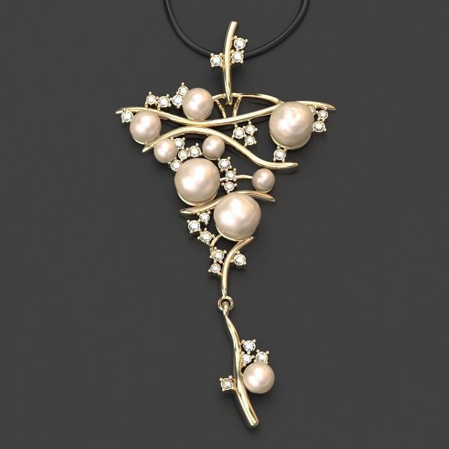 Pearl  Cross Pendant 3D print model_1