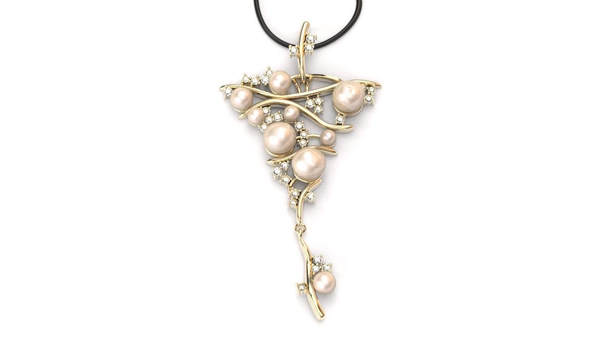 Pearl  Cross Pendant 3D print model_2