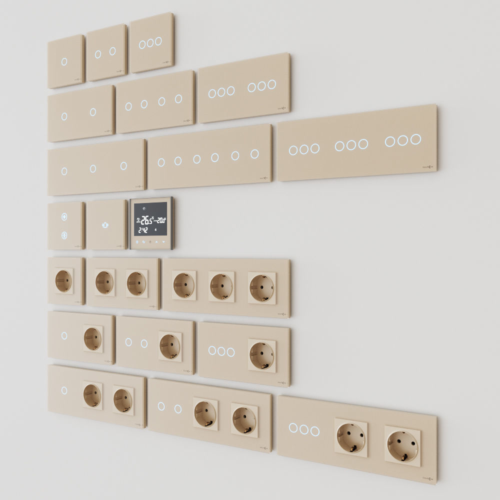 TouchMe electric sockets and switches - Gold 3D model_3