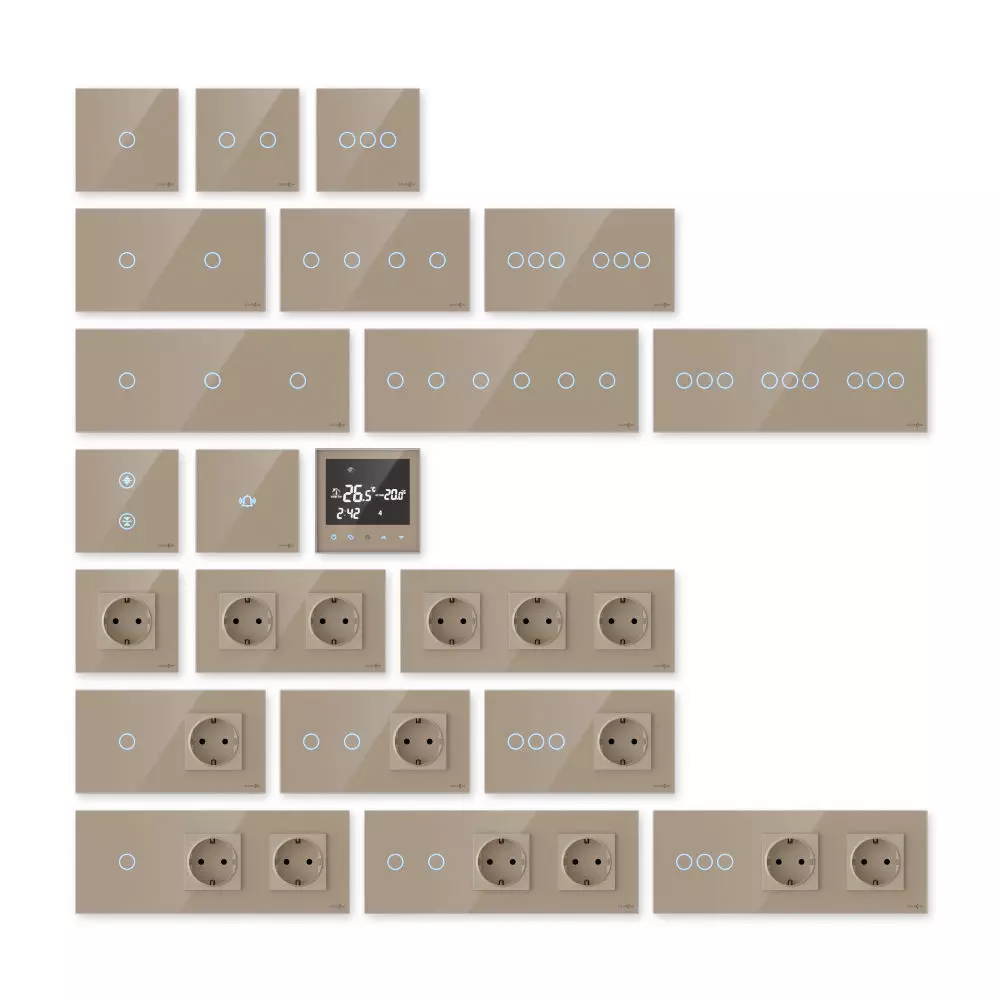 TouchMe electric sockets and switches - Gold 3D model_0