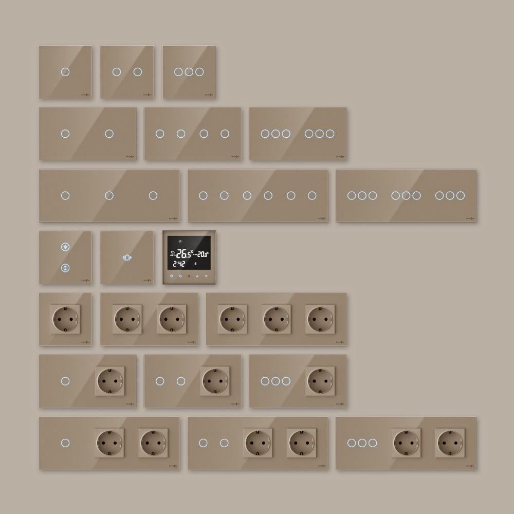 TouchMe electric sockets and switches - Gold 3D model_1