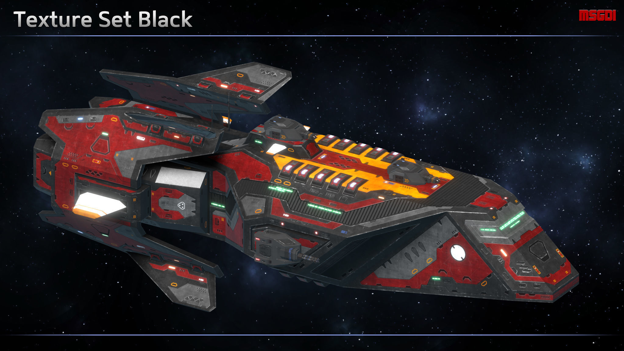 Spaceship Frigate Strider Low-poly 3D model_5