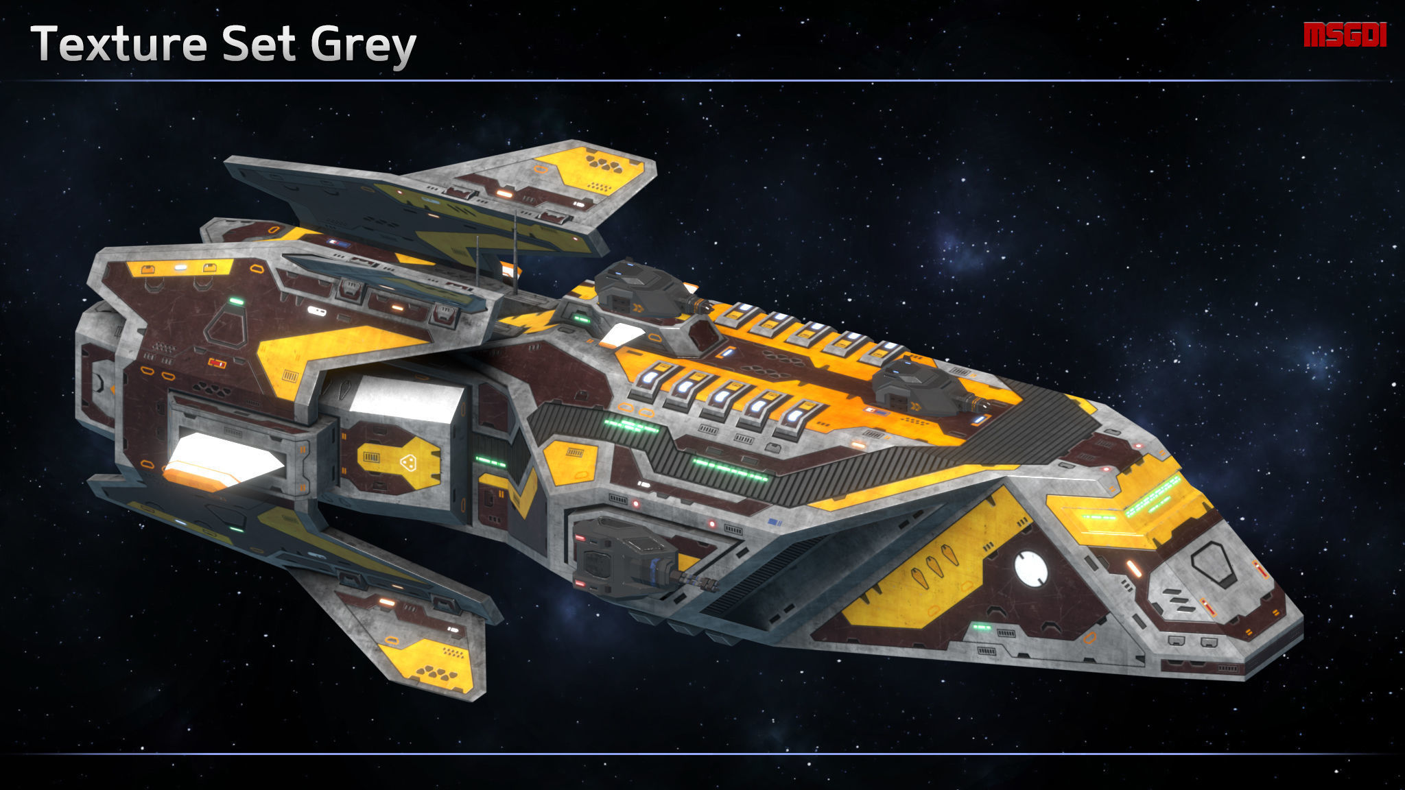 Spaceship Frigate Strider Low-poly 3D model_7