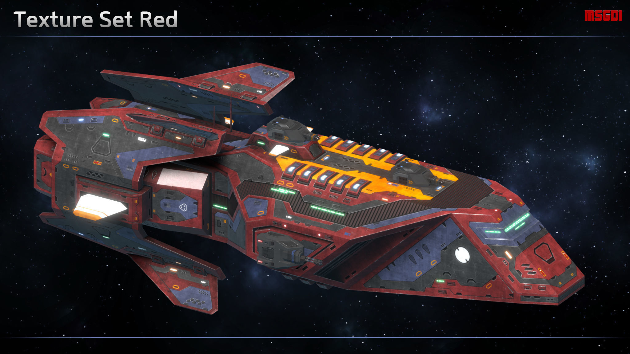 Spaceship Frigate Strider Low-poly 3D model_8