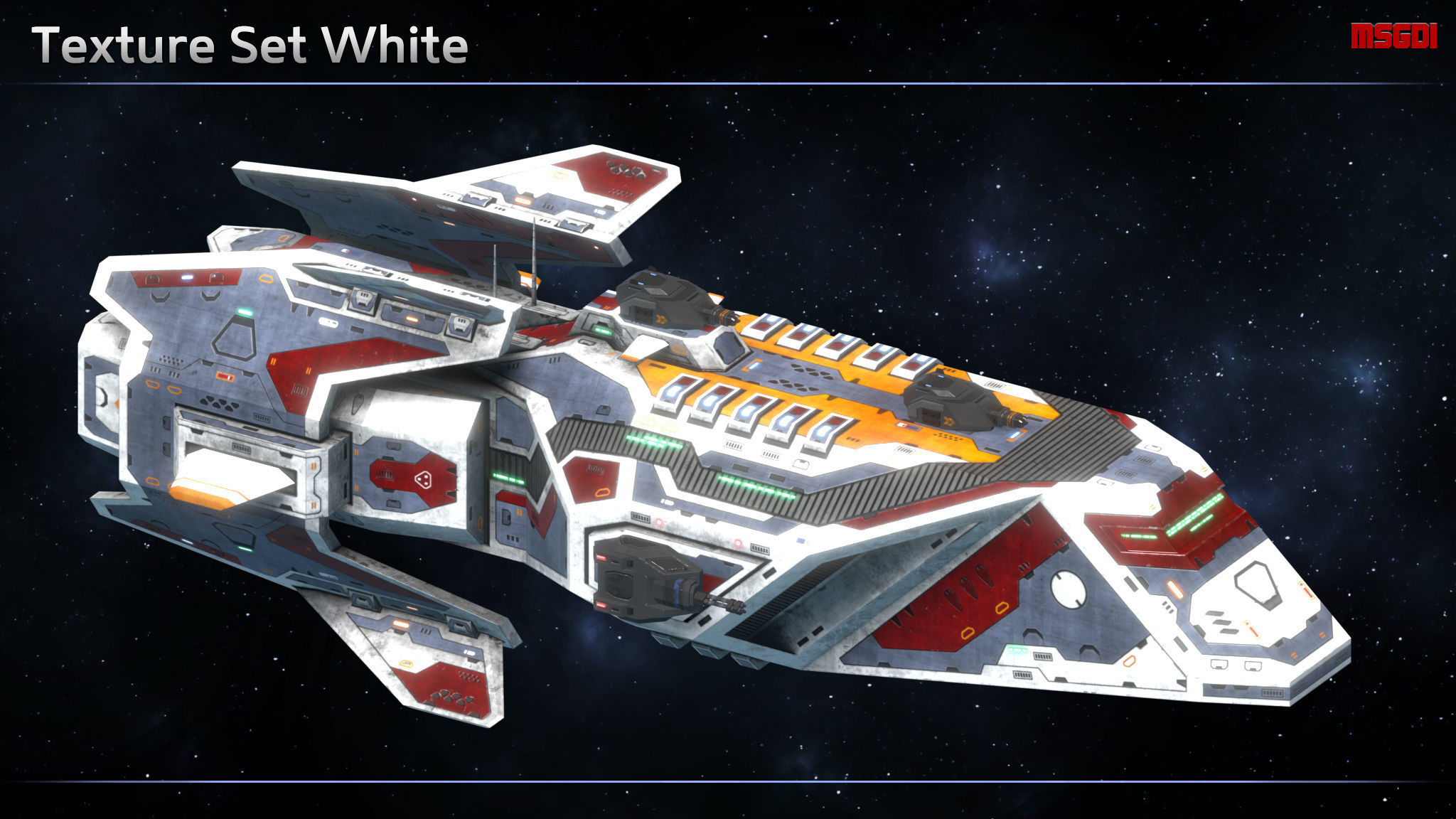 Spaceship Frigate Strider Low-poly 3D model_9