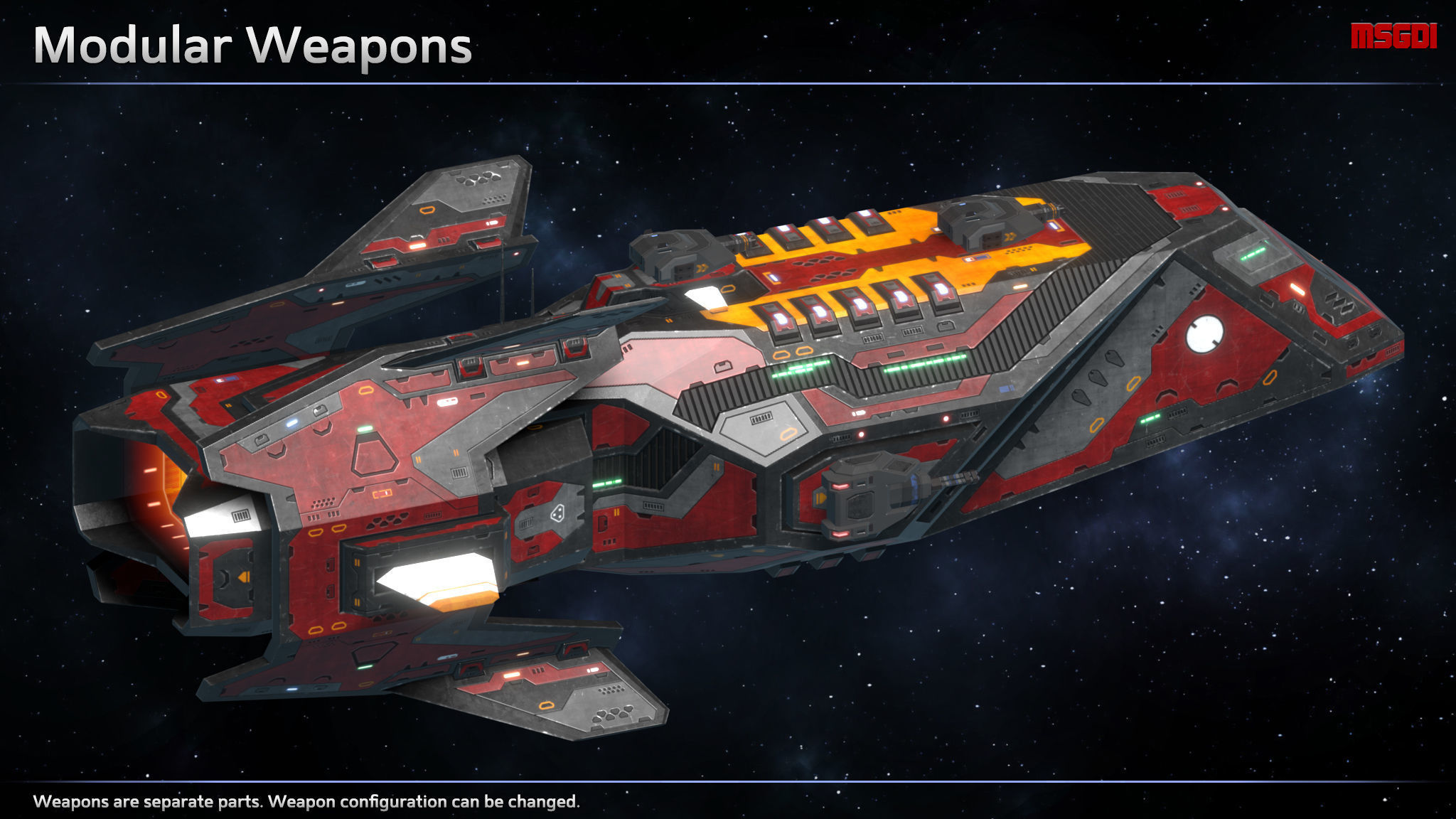 Spaceship Frigate Strider Low-poly 3D model_3