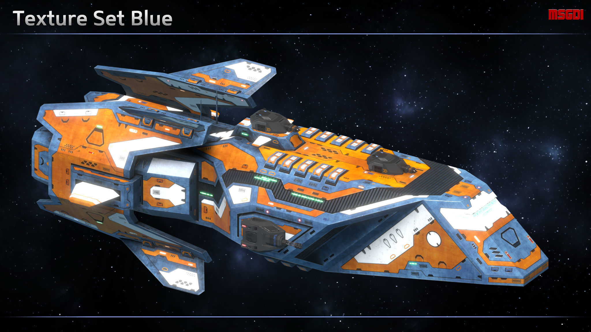 Spaceship Frigate Strider Low-poly 3D model_6