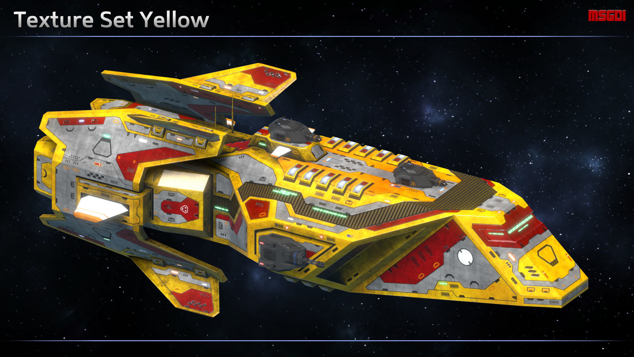 Spaceship Frigate Strider Low-poly 3D model_10