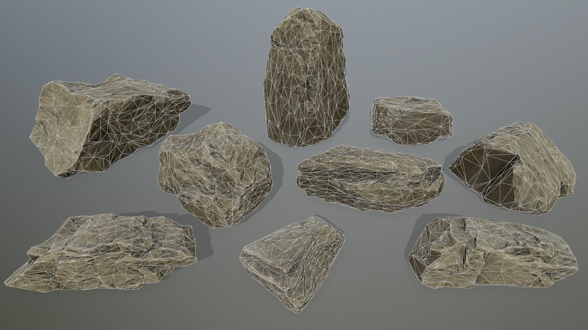 rocks set rock Low-poly 3D model_11