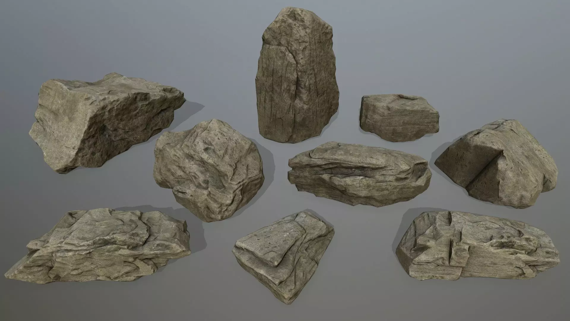 rocks set rock Low-poly 3D model_0