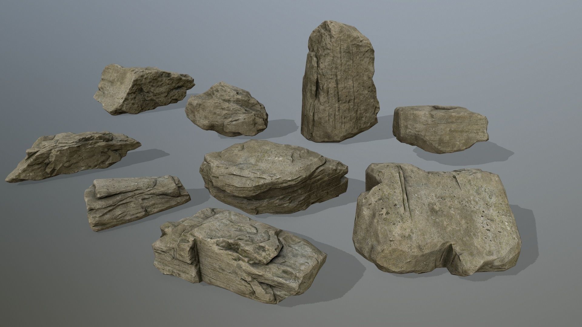 rocks set rock Low-poly 3D model_1