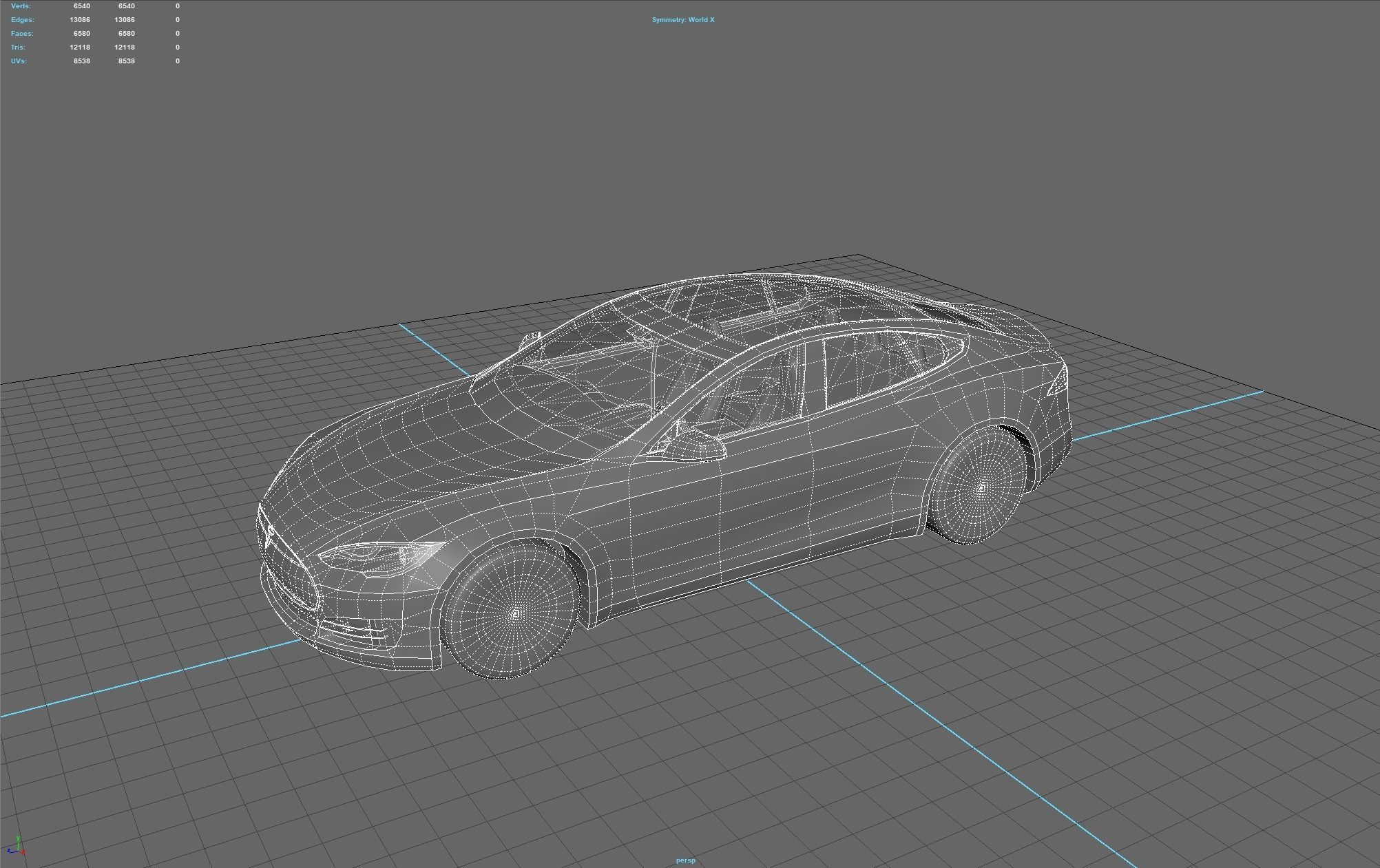 Tesla Model S 2013 Low-poly 3D model_7