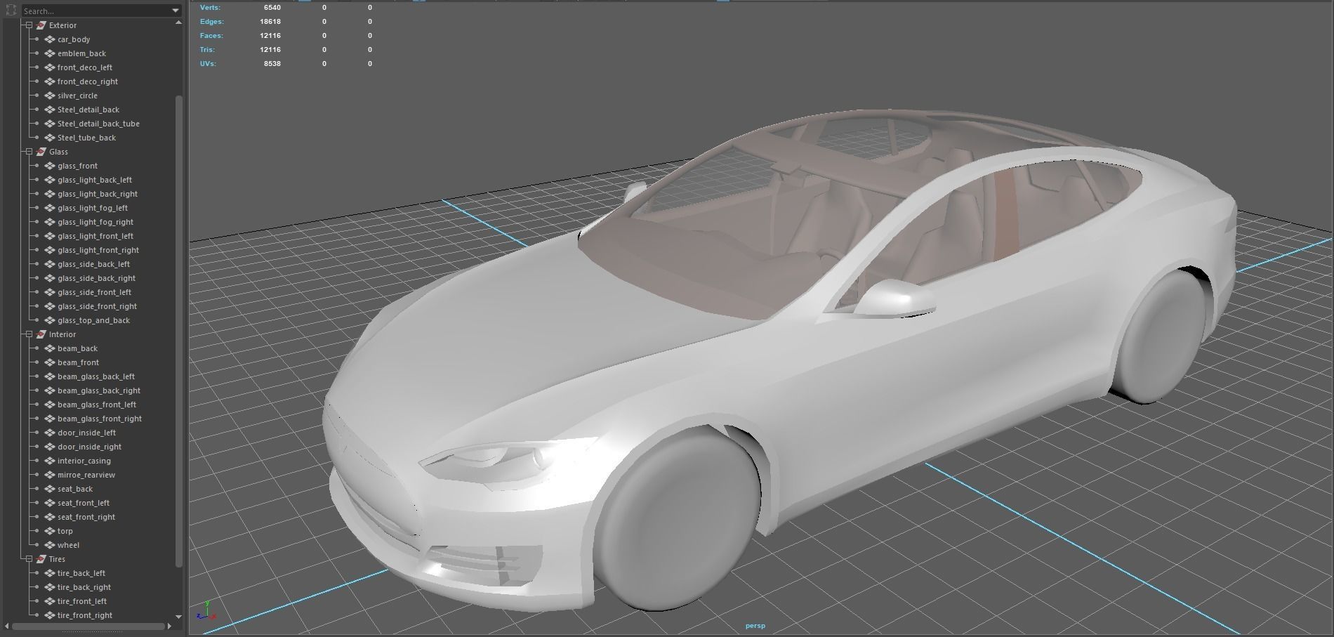 Tesla Model S 2013 Low-poly 3D model_3