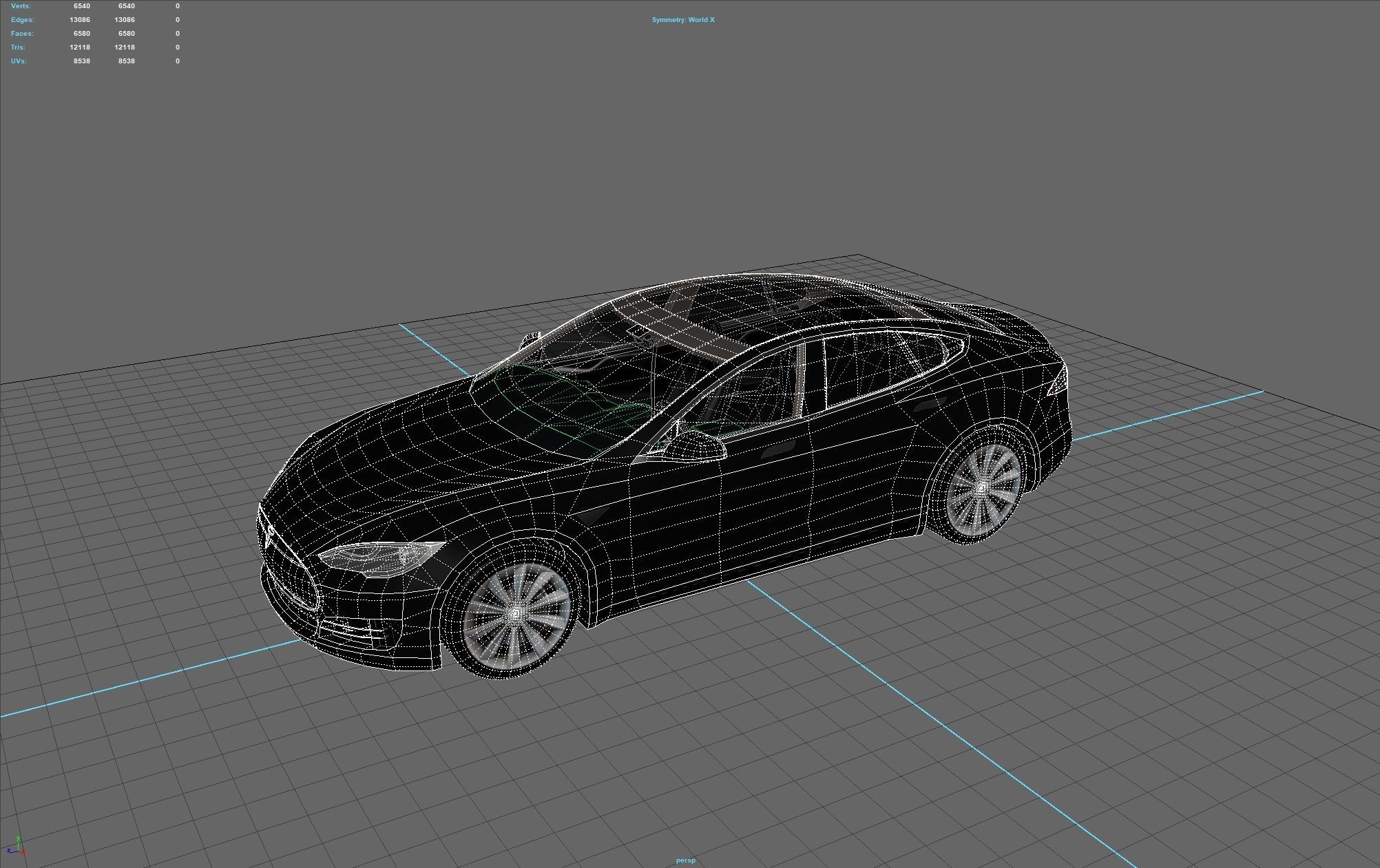 Tesla Model S 2013 Low-poly 3D model_6
