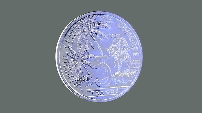 Comoros ancient fish on pbr - textured coin model 3D model