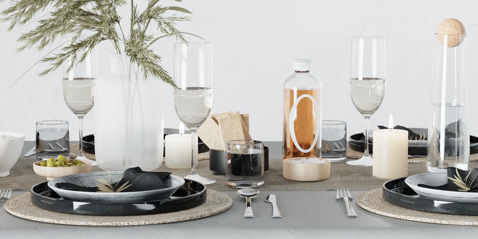 Breakfast table setting 3D model_3