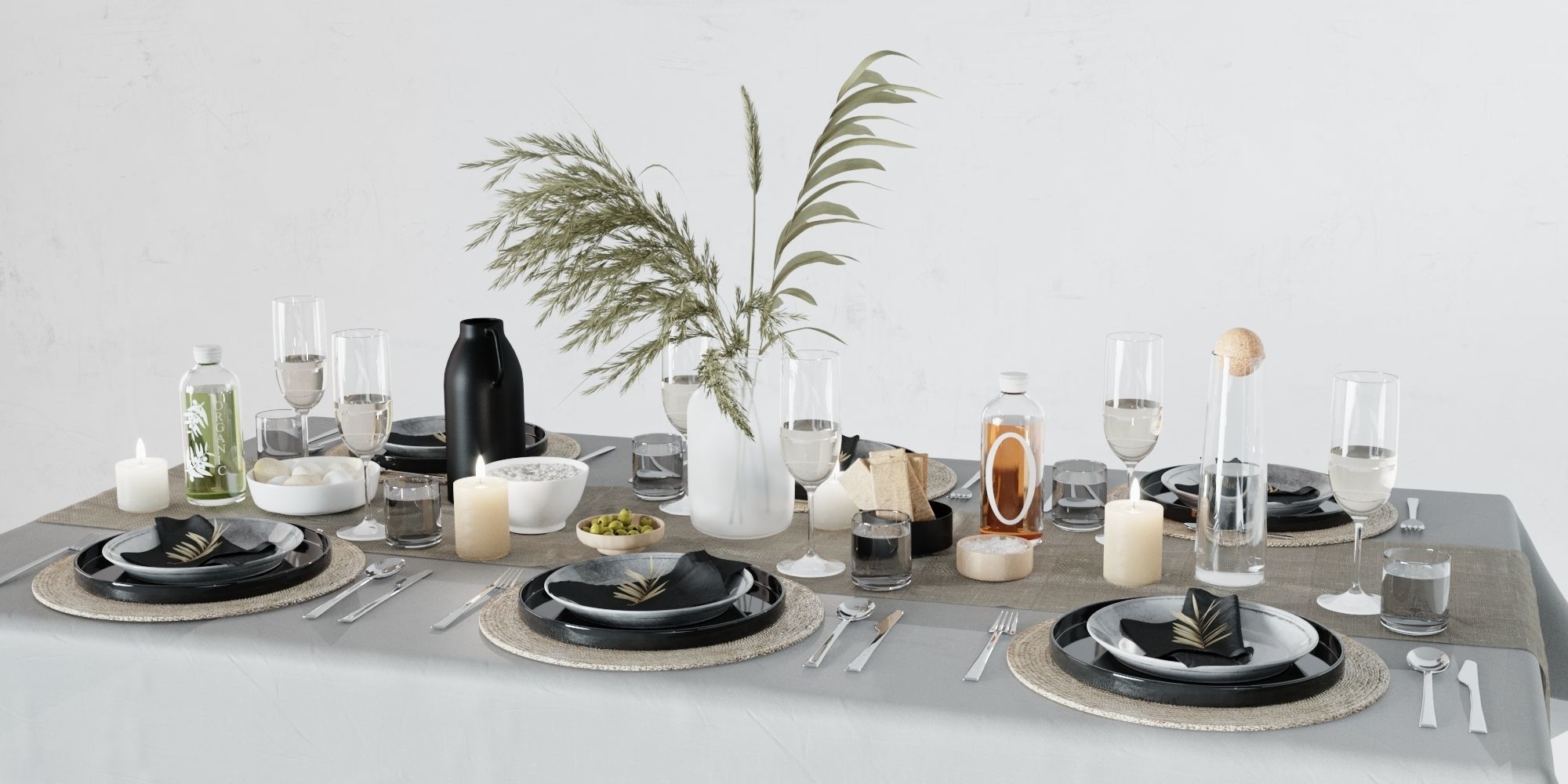 Breakfast table setting 3D model_2