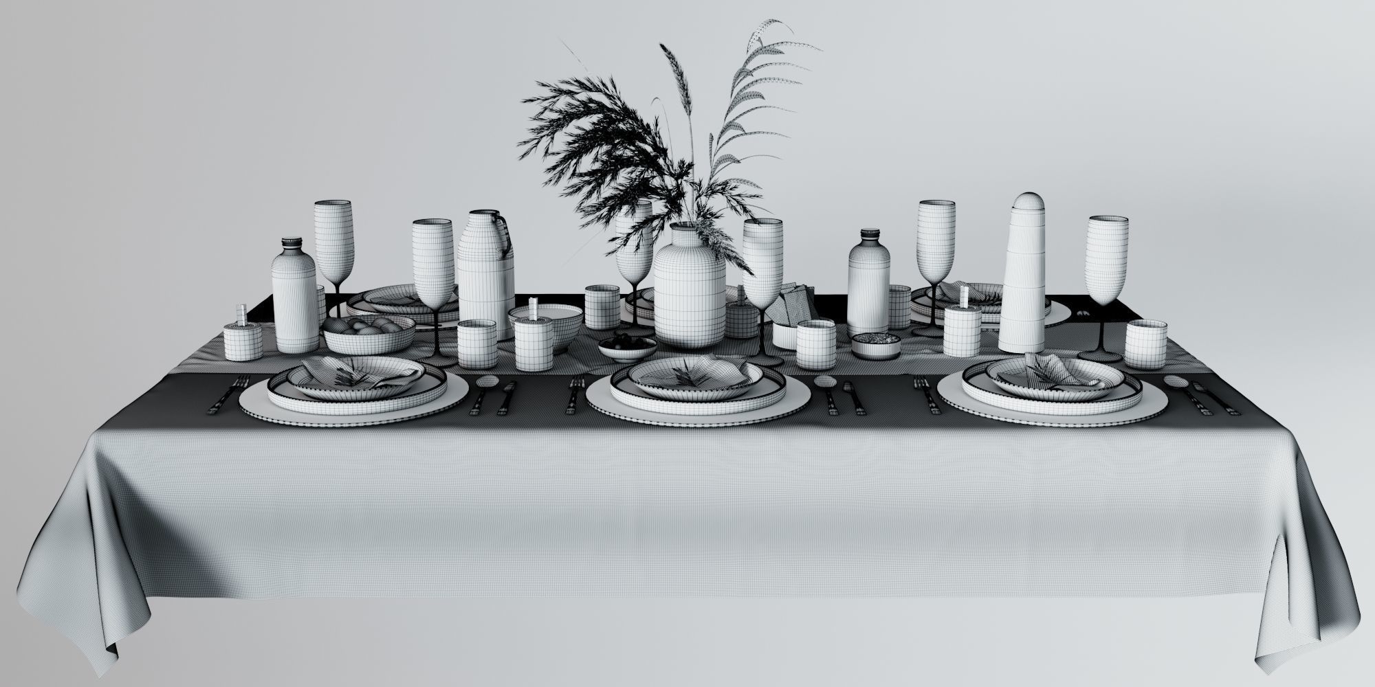 Breakfast table setting 3D model_5