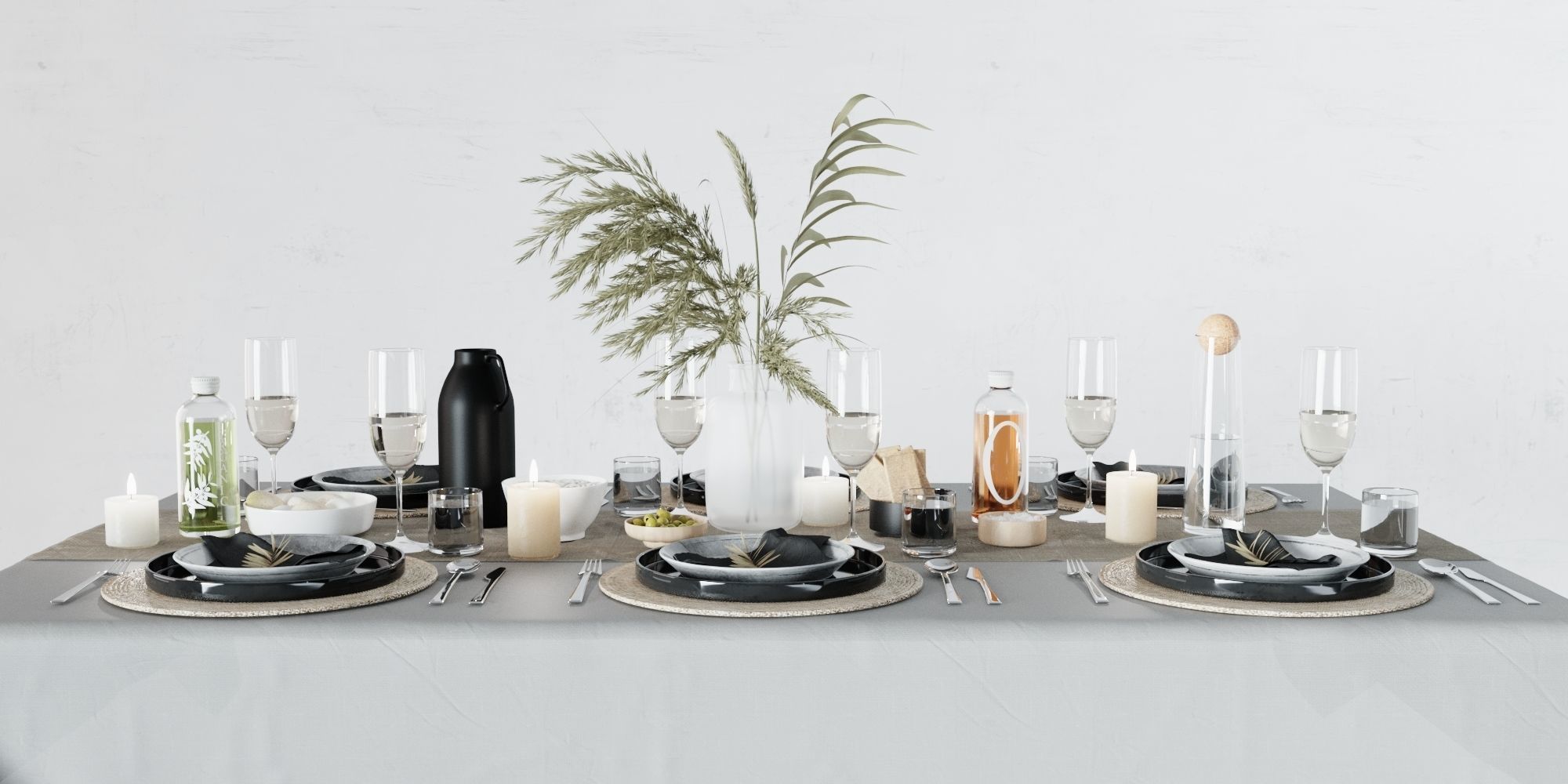 Breakfast table setting 3D model_4