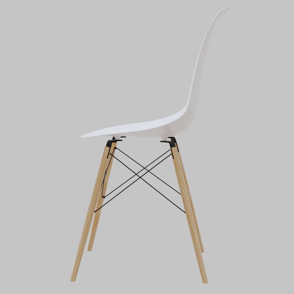 Chair eames dsw with wooden legs 3D model_1