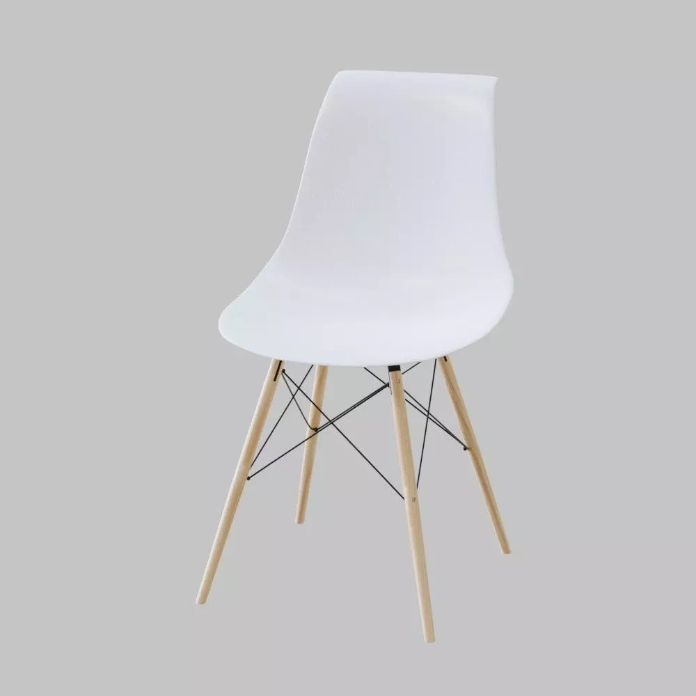 Chair eames dsw with wooden legs 3D model_0