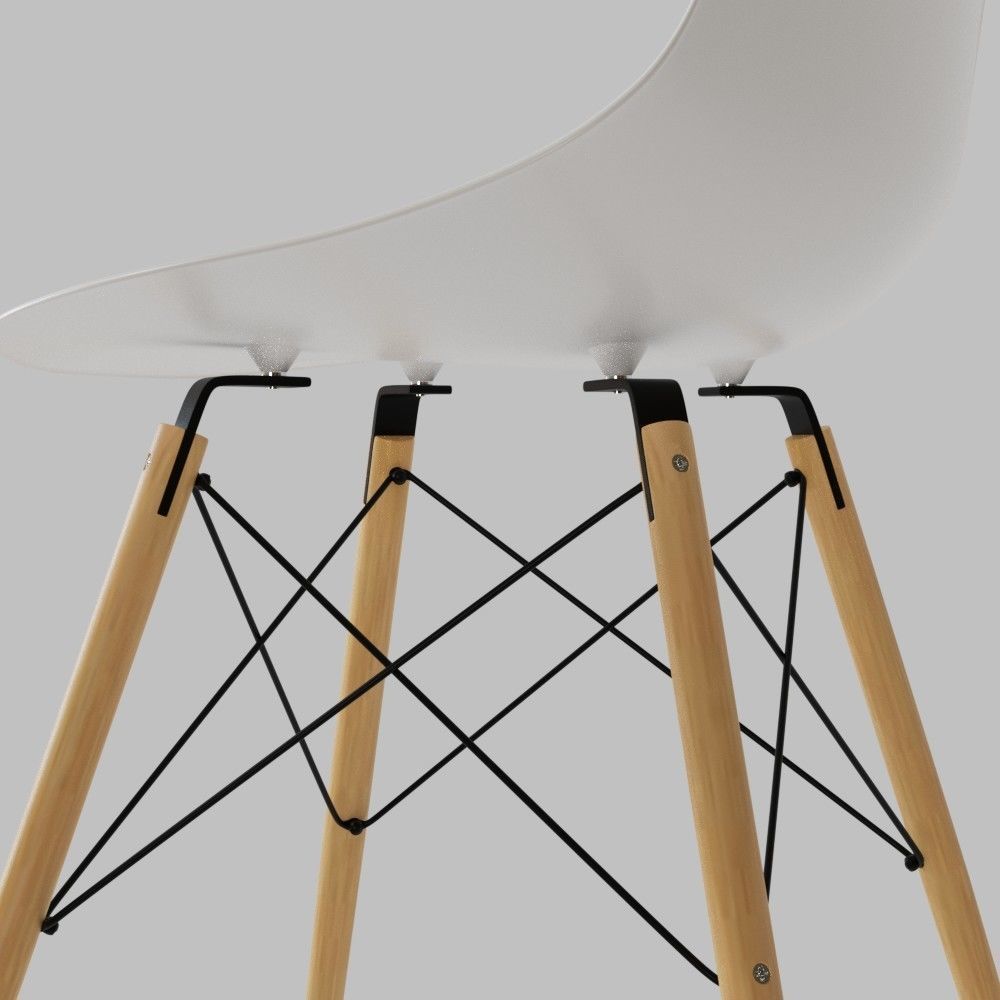Chair eames dsw with wooden legs 3D model_2