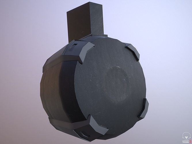 Round Drum Magazine - Weapon Attachment - PBR - 4K Textures
