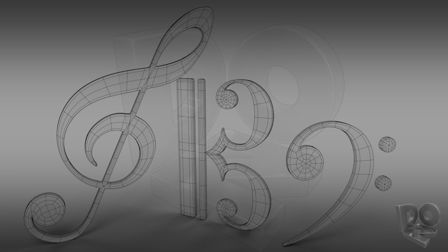 Musical clefs 3D model_5