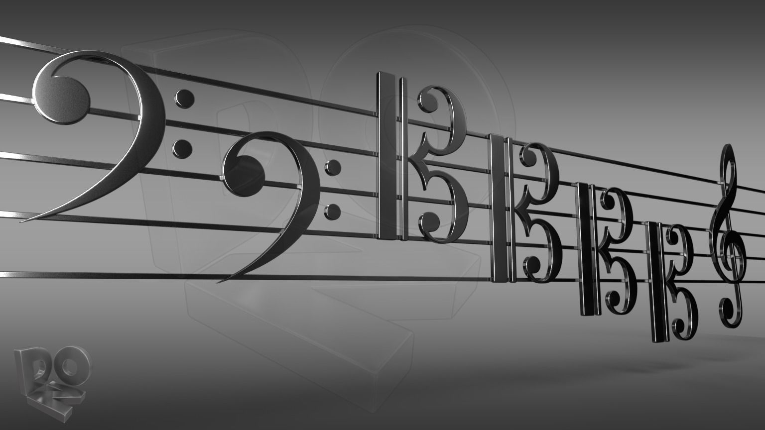Musical clefs 3D model_7
