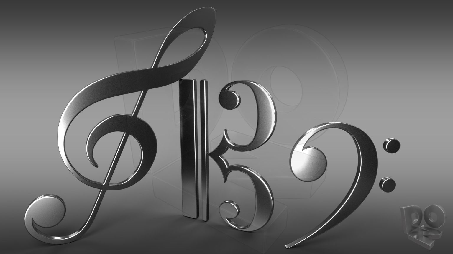 Musical clefs 3D model_4
