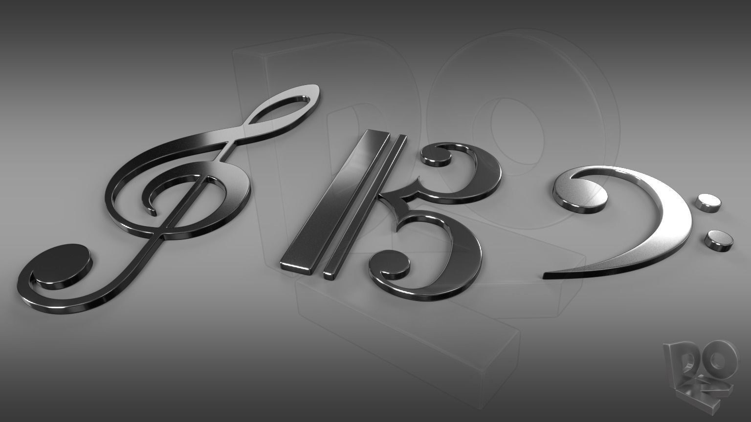 Musical clefs 3D model_3