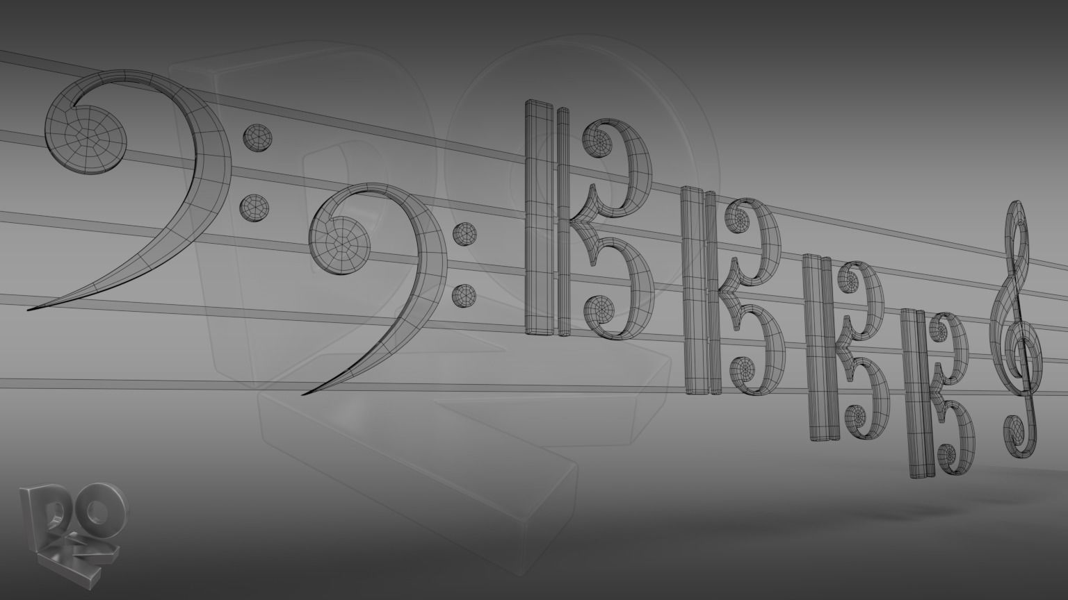 Musical clefs 3D model_6
